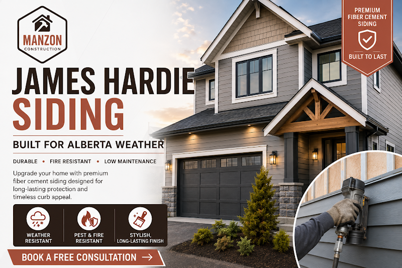 Manzon Construction | Stucco | Best Roofing & Hardie Board Company Calgary | Vinyl Siding Contractor Calgary